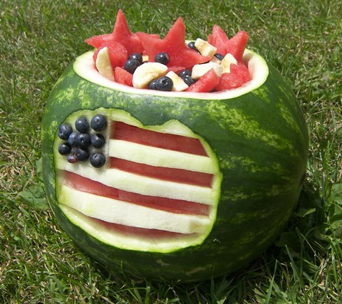 4th of July flag watermelon bowl